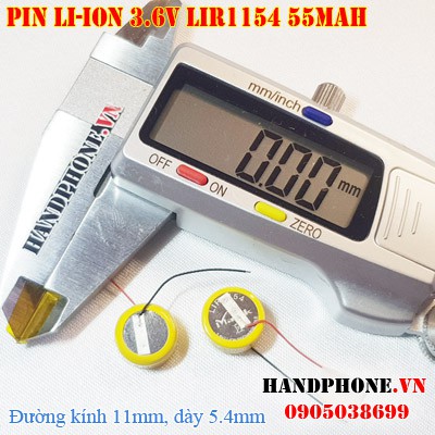 Pin 1154 LIR1154 3.6V 55mAh pin cúc thay thế cho tai nghe Bluetooth, máy trợ thính, mic trợ giảng