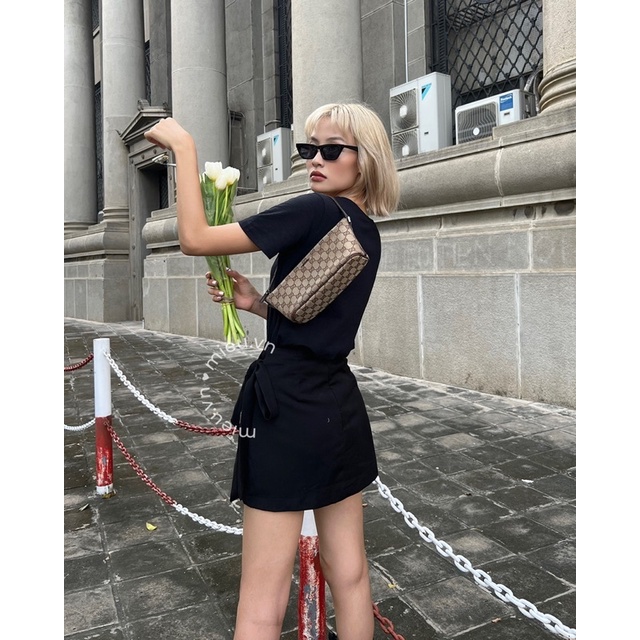 Chân váy ngắn cột vạt trước dáng chữ A ôm form phong cách retro quyến rũ MIEU - JJL15