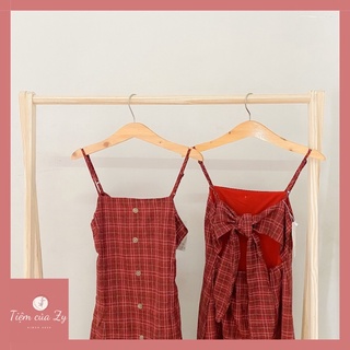 ĐẦM CARO ĐỎ VINTAGE 🌻 [Ảnh thật]