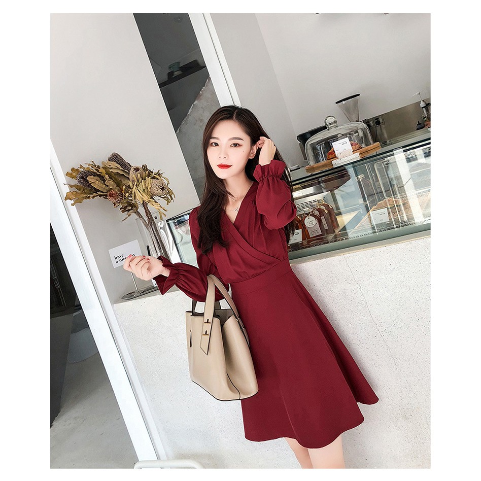 Đầm xòe tay phồng chiết eo tiểu thư D178 - D178