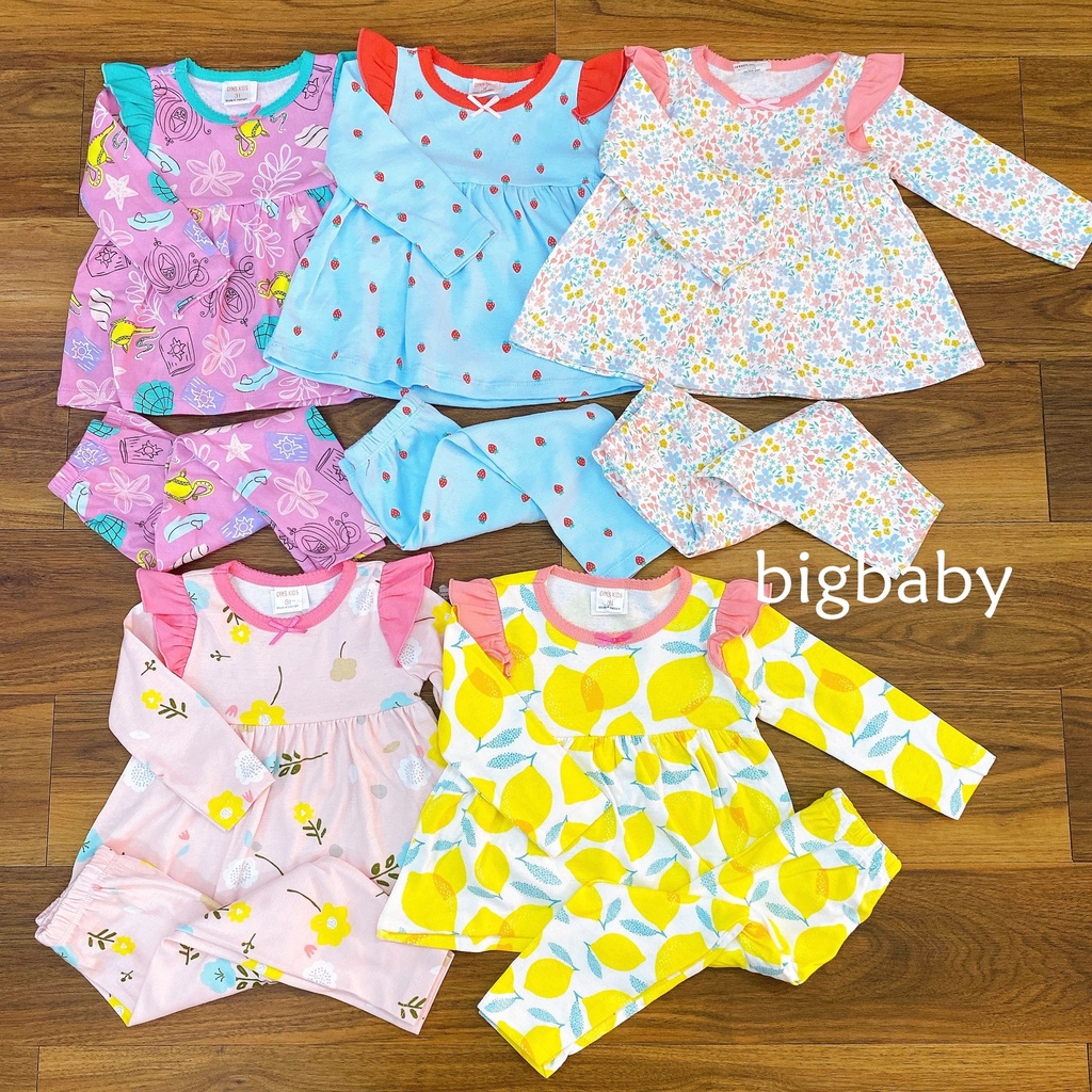 Bộ dài thun cánh tiên nhiều mẫu họa tiết đáng yêu cho bé gái 9-22kg - Bigbabyshop
