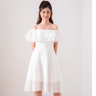 Váy công chúa trễ vai voan tơ xinh xắn, ảnh thật ở sau