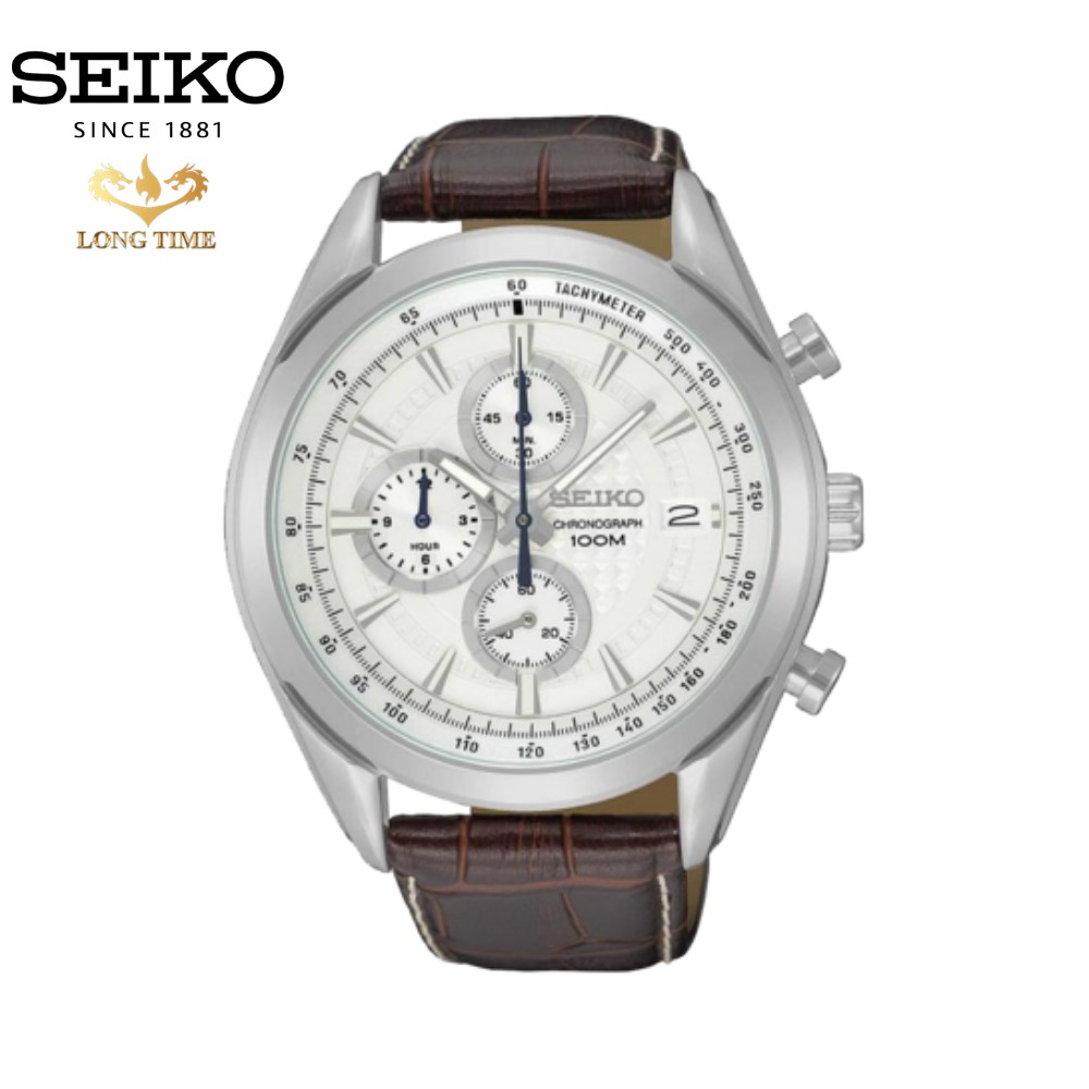 Đồng hồ nam Seiko SSB181P1 dây da,mặt kính Hardlex Crystal chống trầy chống nước - đ