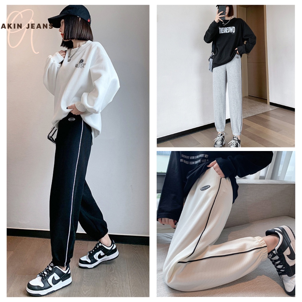 Quần Jogger Cạp Chun Thể Thao, Akin Jeans, Quần Ông Rộng Bo Chun Gấu Chất Vải Tổ Ong Dày Dặn Phong Cách Ullazang, JGTO