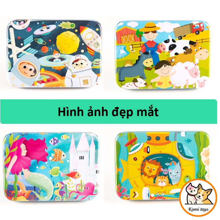 Đồ chơi xếp hình 60 và 120 miếng bằng gỗ loại đẹp cho bé phát triển tư duy Kumi toys