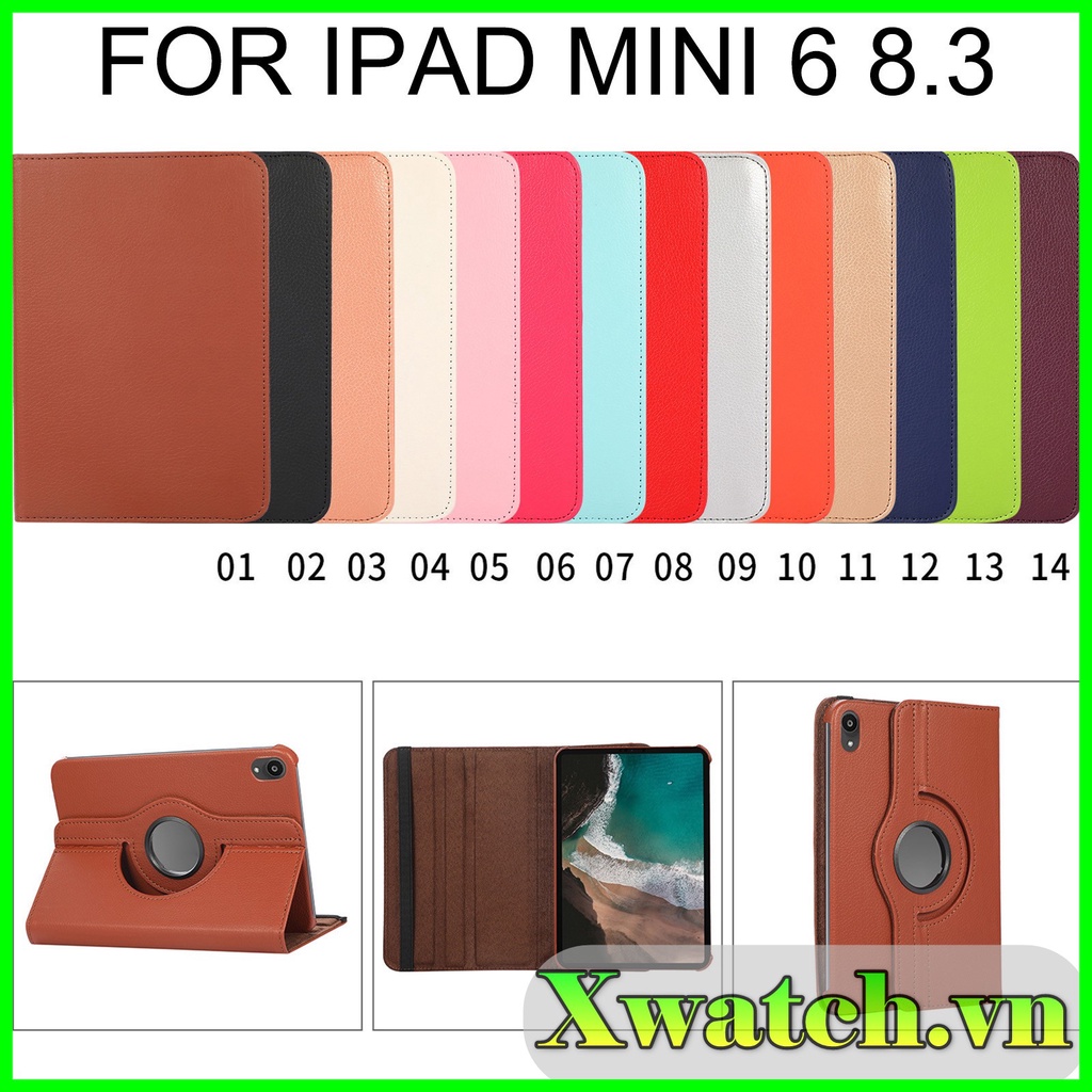Tặng bút cảm ứng _ Bao da xoay 360 độ iPad Mini 6 8.3" 2020 tắt mở tự động thông minh