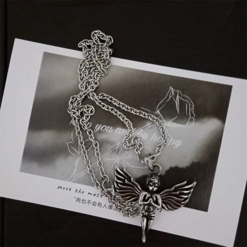 Vòng Cổ Nam Nữ 1239255Dây Chuyền Mặt Hình Thiên Thần Phong Cách Hip Hop Retro