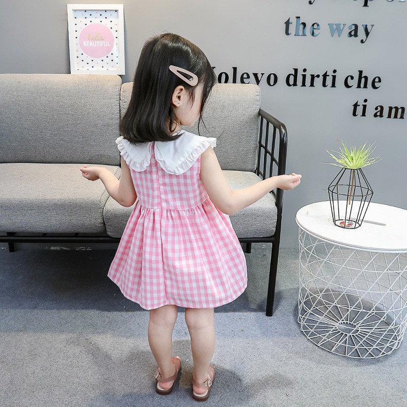 DUDUBABA Summer Casual Baby Girls Plaid Pattern Sleeveless Cute Dress 0~4 Years Old