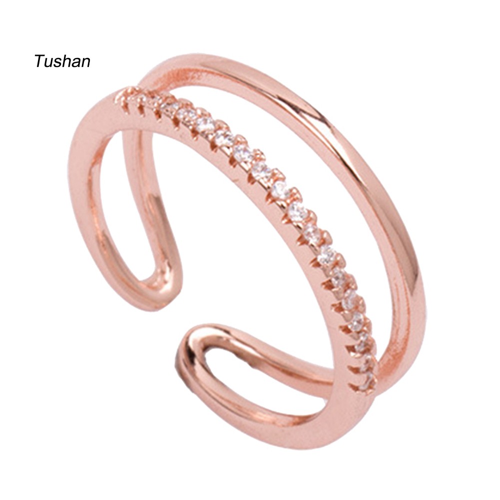 Ống Xả Khí Thải Chuyên Dụng Chất Lượng CaoNhẫn Hở Hai Lớp Đính Đá Đơn Giản Cho Nữ