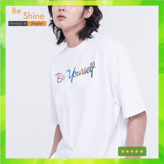 Áo thun tay lỡ be yourself form rộng áo phông unisex tay ngắn phản quang 7 màu vải cotton