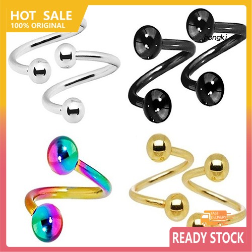 Bộ 2 Khuyên Mũi Hình Xoắn Ốc Bằng Thép Không Gỉ