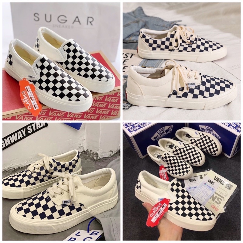 ⚡𝗕𝗜𝗚 𝗦𝗔𝗟𝗘⚡ Giày Vans caro buộc dây, fear of god dán, Vans slipon caro hàng đẹp 🍓🍓 dễ phối đồ