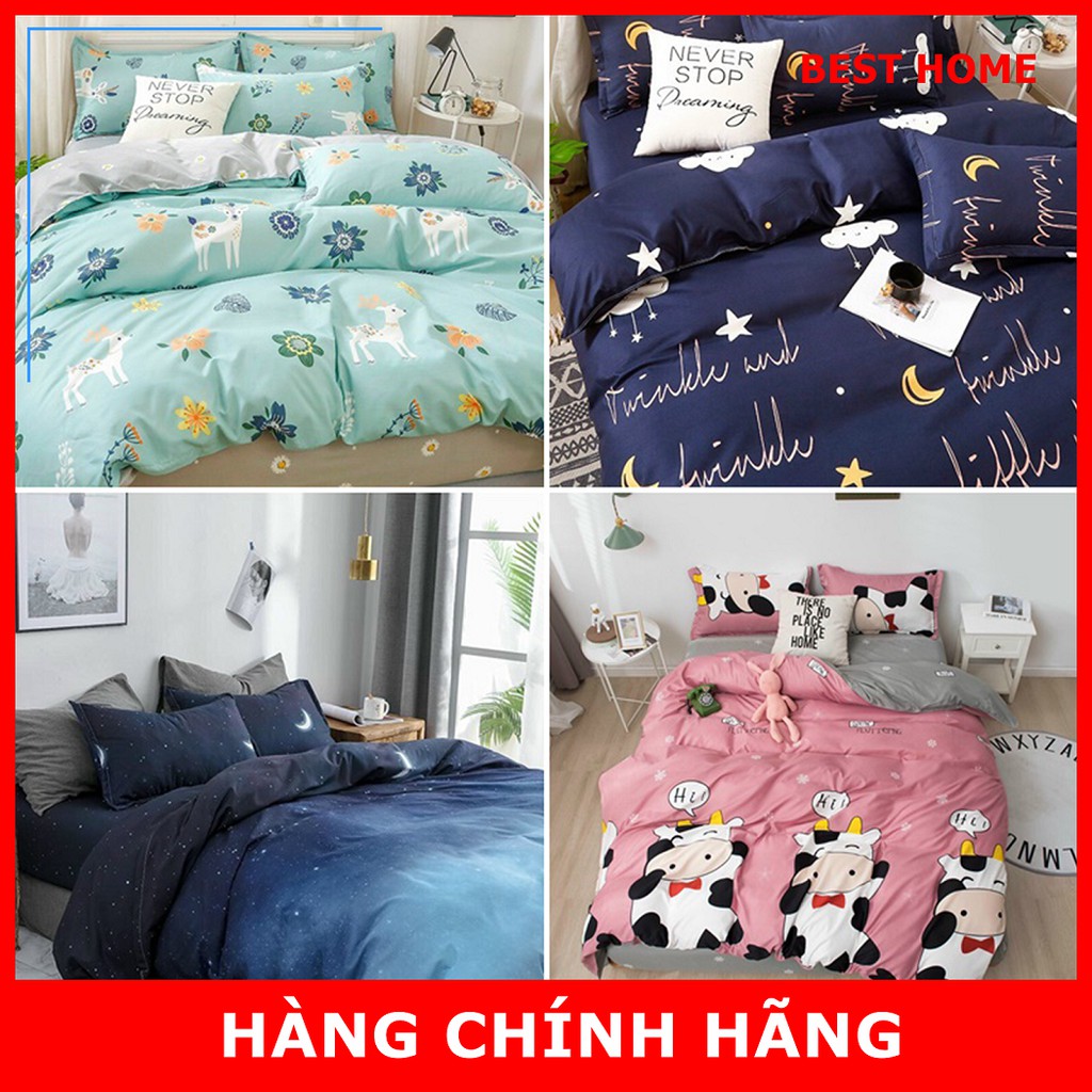 Bộ chăn ga gối đệm cotton poly nhập khẩu bộ 4 món vỏ chăn, ga , 2 vỏ gối ( chọn mẫu )