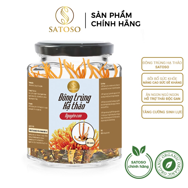 Đông trùng hạ thảo nguyên con ký chủng nhộng tằm thương hiệu SATOSO 50 con tốt cho sức khỏe SA007