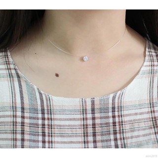 Vòng cổ dây cước trong suốt đính kim cương giả