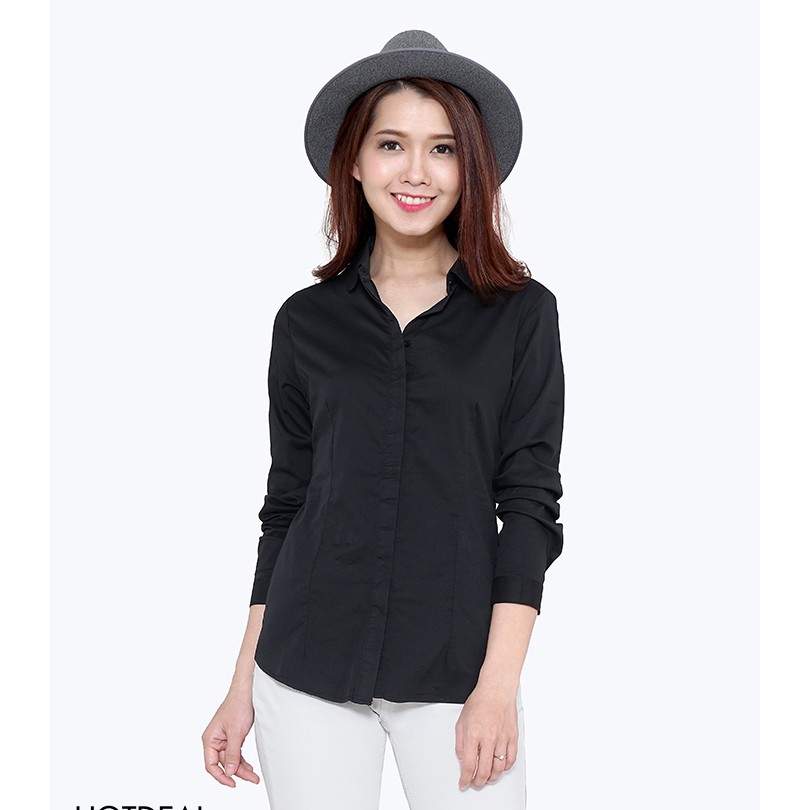 Áo Sơmi Nữ Đen Thanh Lịch Vải Mềm | BigBuy360 - bigbuy360.vn