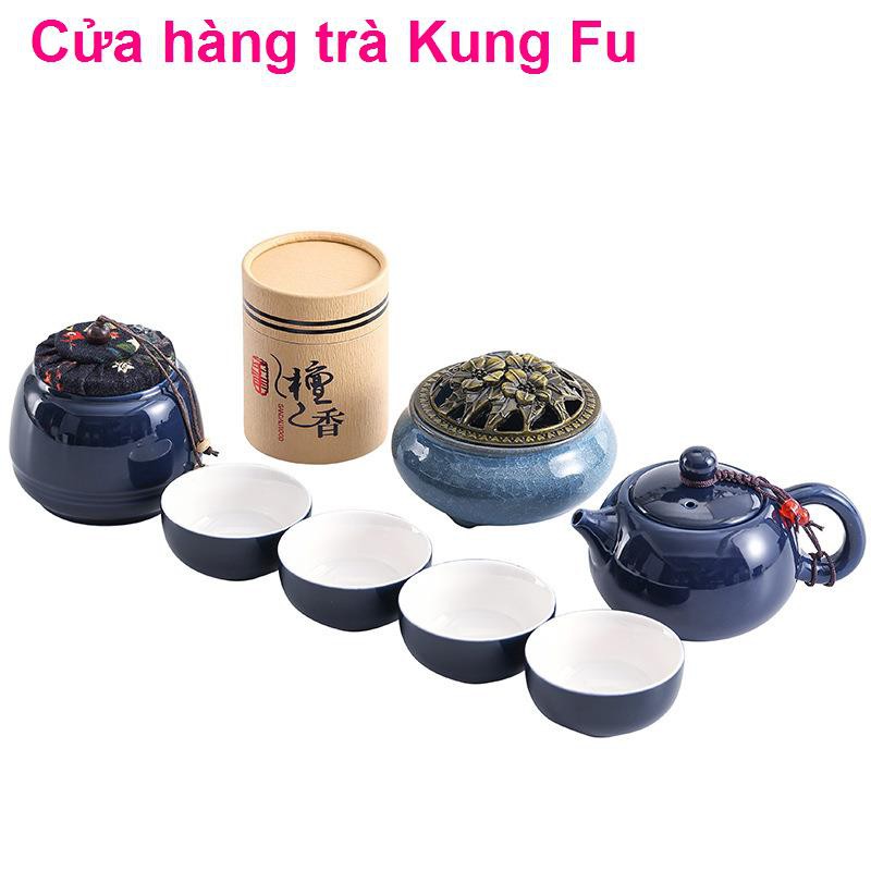 Gốm sứ sáng tạo Ji xanh Bộ ấm trà Kung fu công ty kinh doanh bất động sản ngân hàng quà cưới tùy chỉnh LOGO