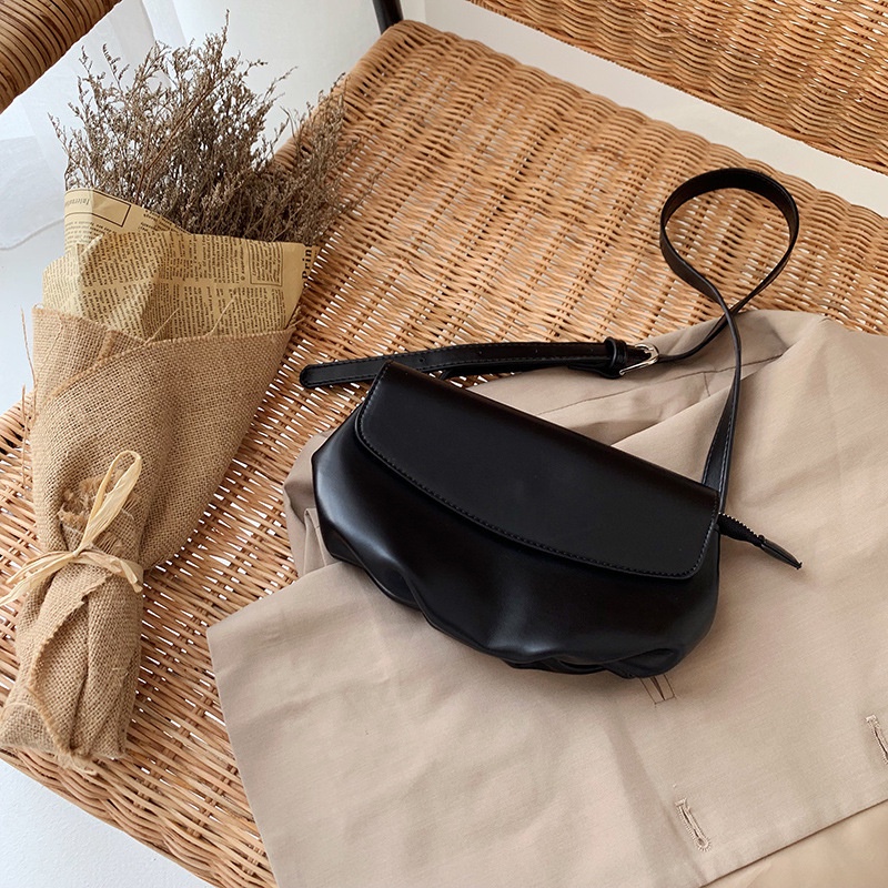 Túi đeo chéo vai da PU mềm màu sáng thời trang mới cho nữ