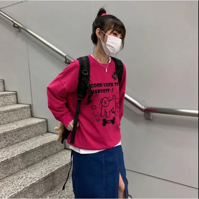 NRVP Áo Thun Nữ Dài Tay Cổ Tròn Thời Trang Hàn