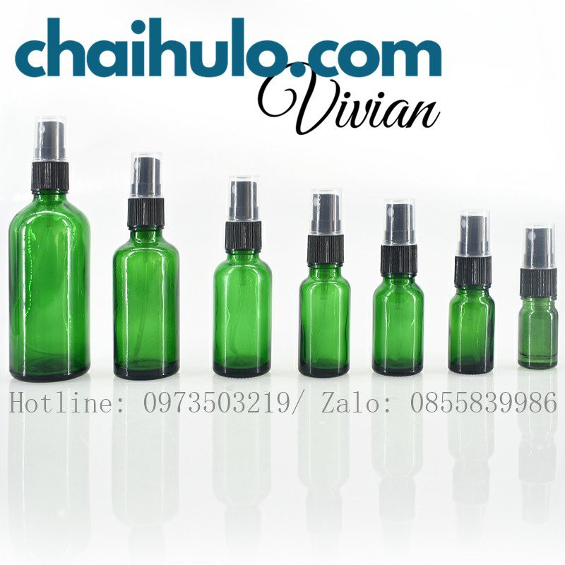 50ml - Chai xịt phun sương, thủy tinh màu xanh lá