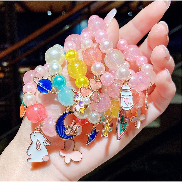 Set 3 món phụ kiện lắc tay vòng tay và hoa tai kẹp xinh xắn cho bé gái