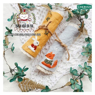 Khăn Tay Vải Cotton Phối Ren Thêu Họa Tiết Kiểu Vintage Dễ Thương Cho Nữ-DIY Gói nguyên liệu thêu khăn tay HOA CỎ-NA NA