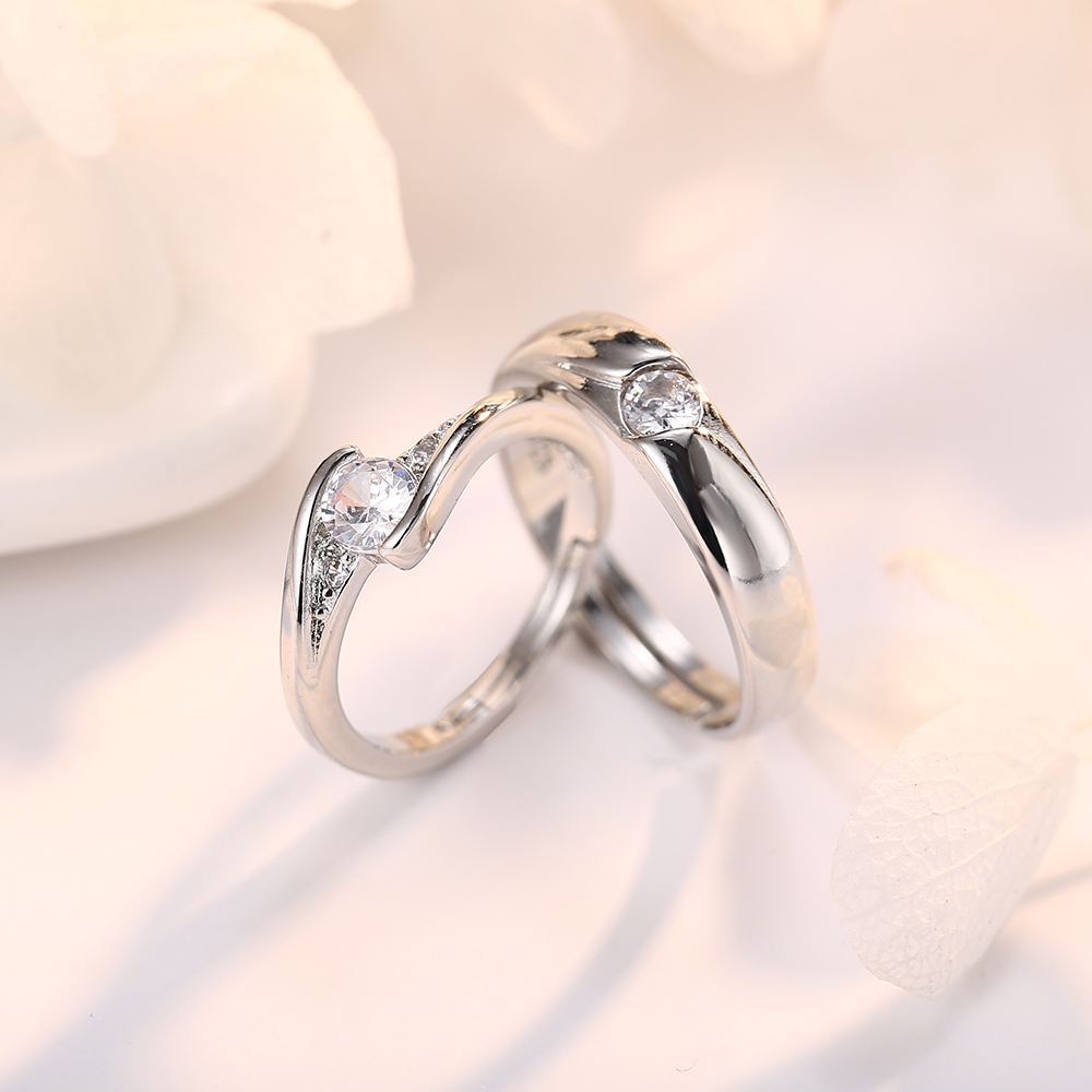 Set 2 Nhẫn Đính Đá Thời Trang Cho Cặp Đôi