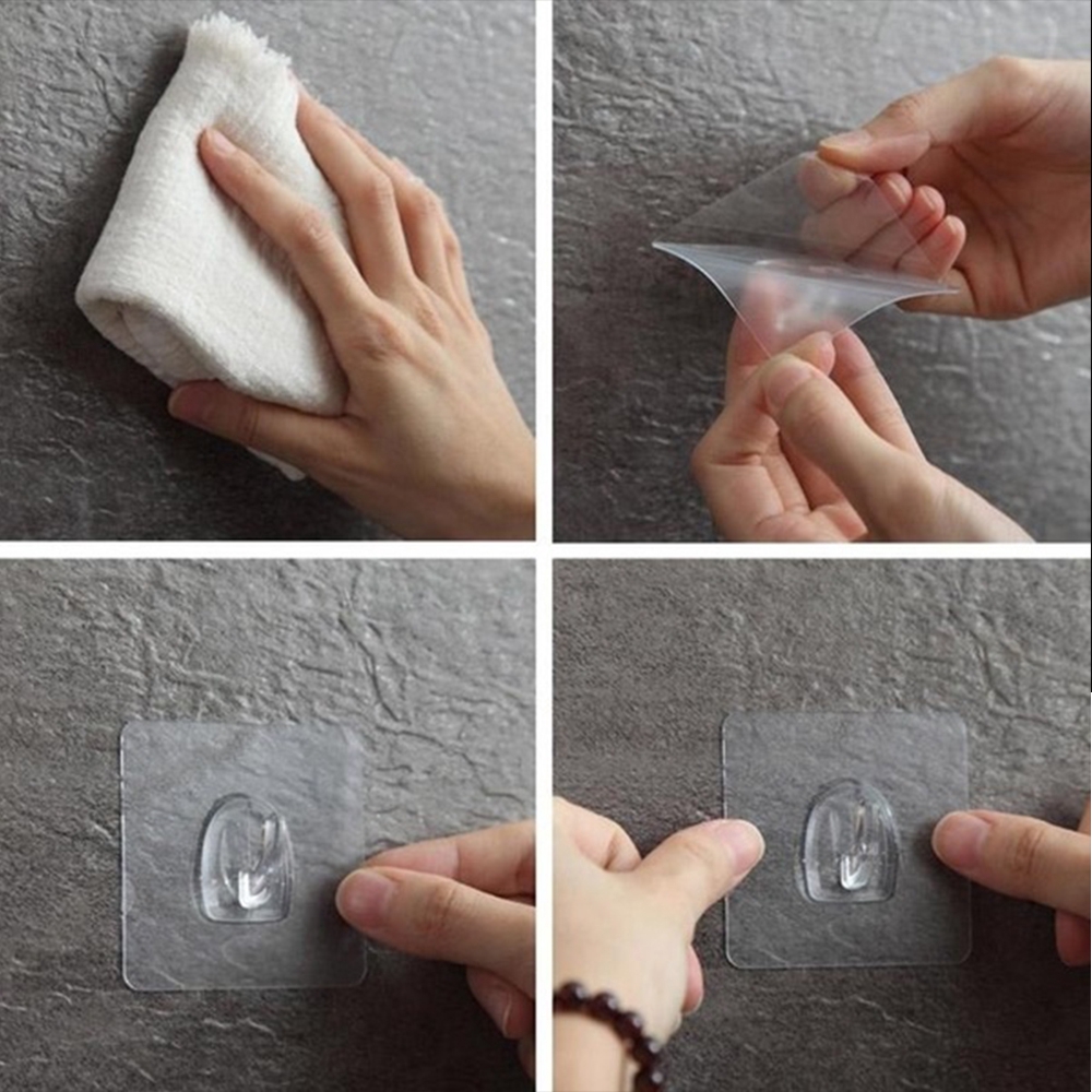 KRNY 10Pcs Household Bathroom  Kitchen Holder Transparent Home &amp; Living Seamless Adhesive Hook