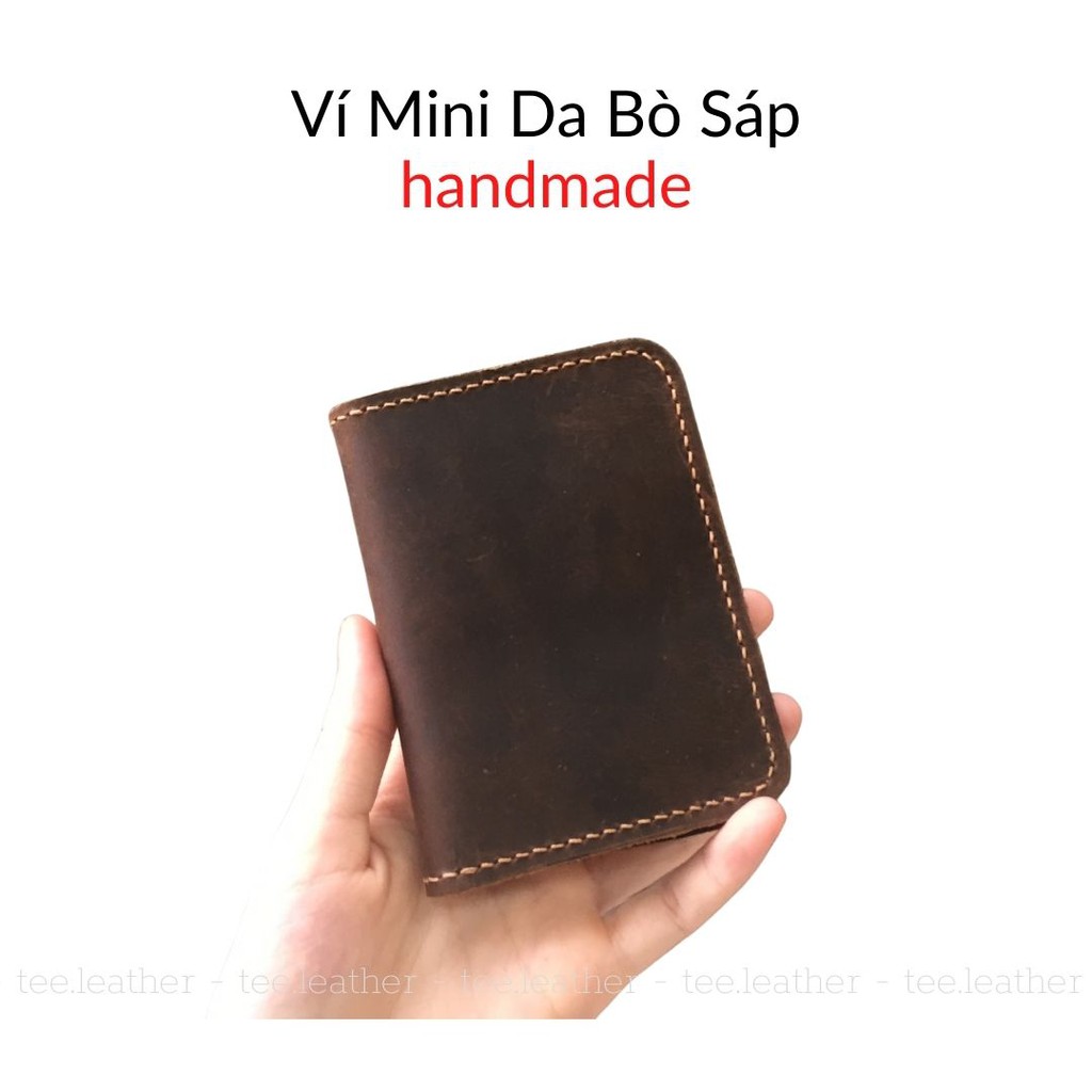 Ví Mini Da Bò Sáp Handmade, Ví khắc tên theo yêu cầu [DA THẬT]