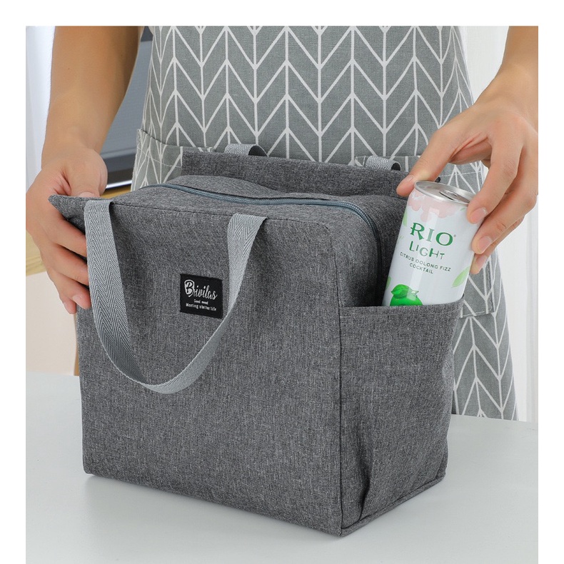 Túi Đựng Cơm Giữ Nhiệt Cao Cấp 3 Lớp Vải POLYESTER Size Lớn Cao 25cm Đựng Được Thố Cơm 3 Tầng