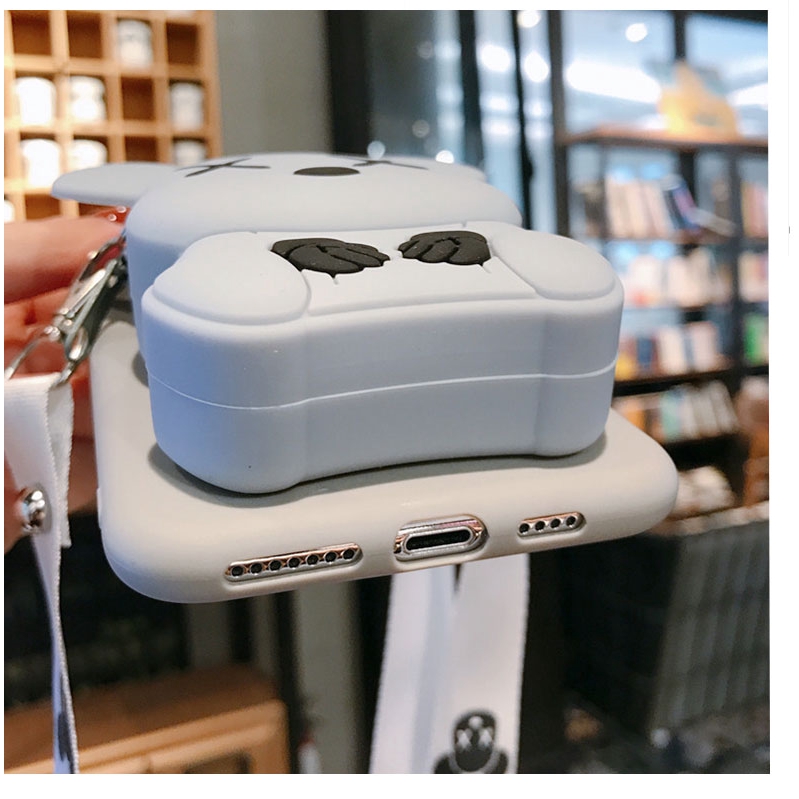 Ốp điện thoại silicone mềm kèm túi Zipper hình Mèo Kaws dễ thương cho iphone 12 11 pro max 5 5s se 6 7 8plus XR XS MAX | BigBuy360 - bigbuy360.vn