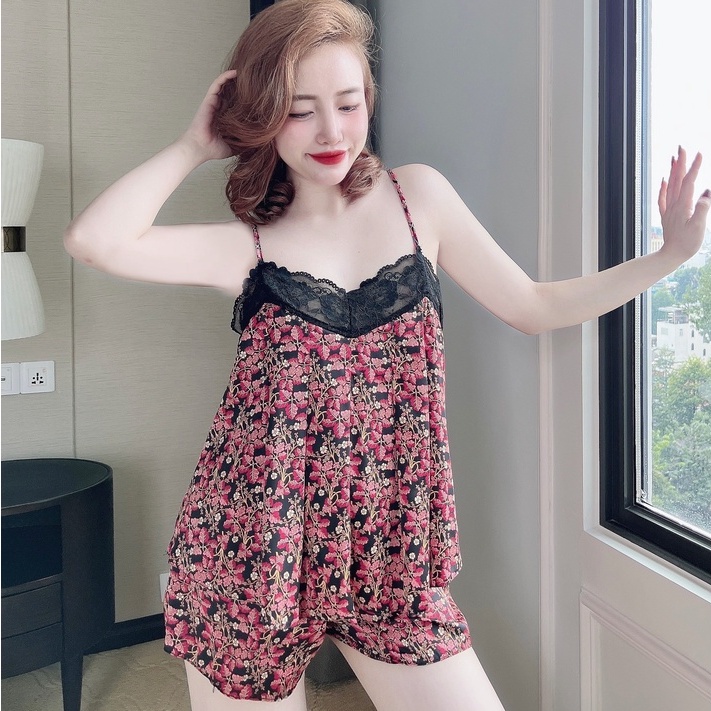 Bộ Đồ Ngủ SOJUN Vải Latin Hoa Ren Ngực 45-75Kg