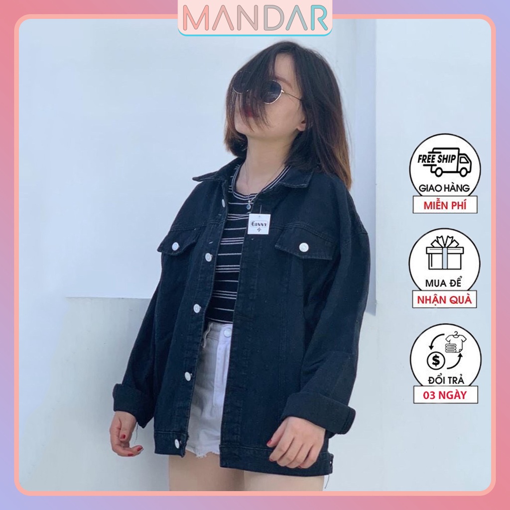 Áo khoác jean Nữ cao cấp form rộng siêu chất 2 màu cơ bản - Mandar