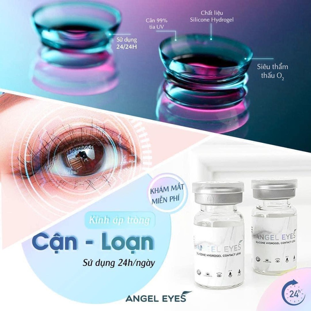 ( RẺ VÔ ĐỊCH- TẶNG KÈM KHAY GƯƠNG ) Kính Áp Tròng/ Lens mắt trong suốt không màu CẬN - LOẠN