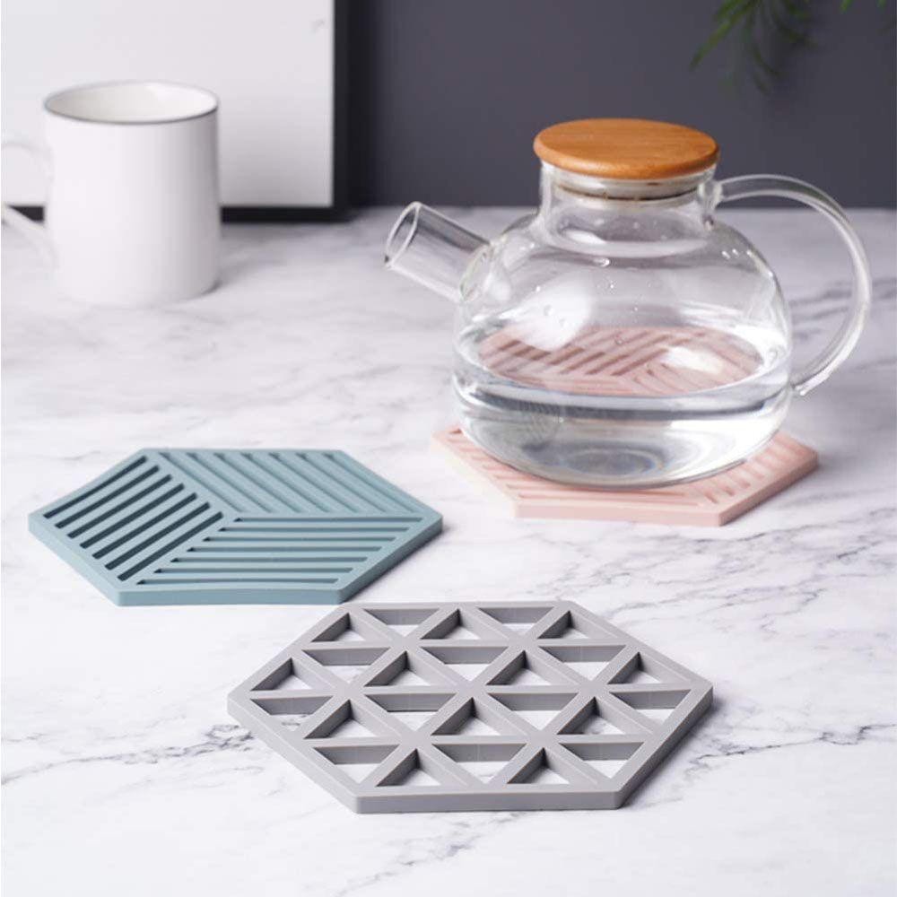 Khuôn Silicone Làm Đế Lót Ly Hình Lục Giác Họa Tiết Kẻ Sọc DIY