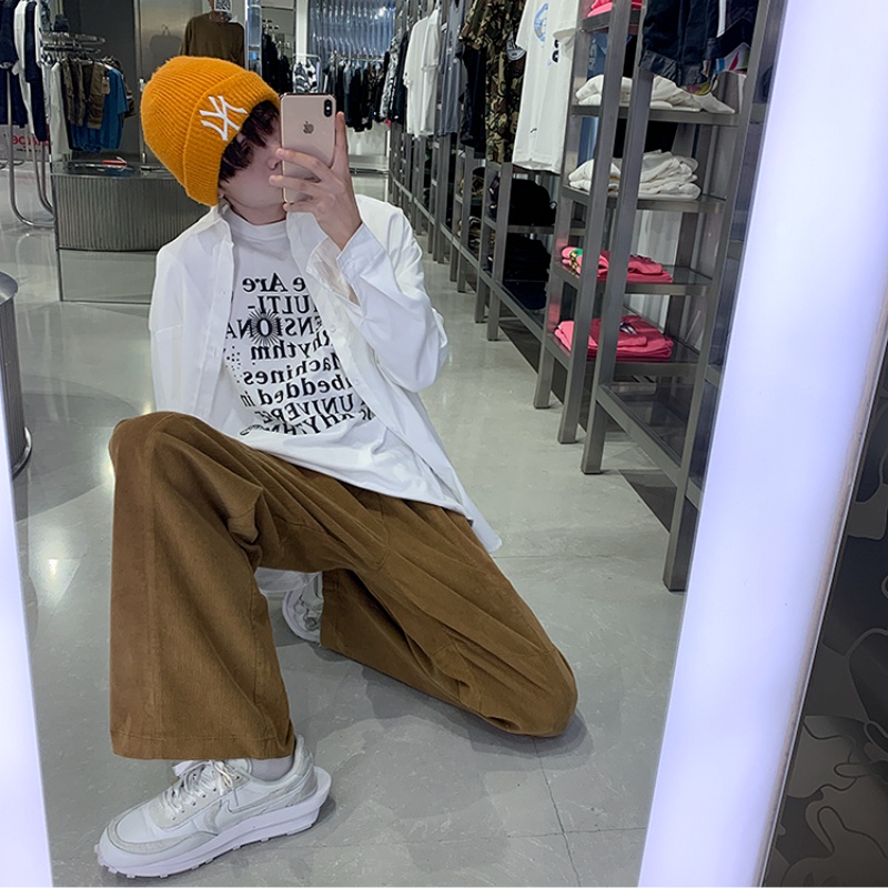 Quần dài ống rộng màu trơn phong cách Hàn Quốc thời trang năng động cho nam size M-2XL