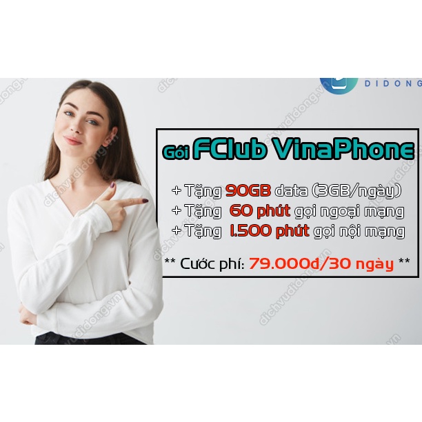 Sim Gói FCLUB 091 VinaPhone 4G Siêu ưu đãi Miễn Phí Tháng đầu Tặng Phút Gọi Nội Ngoại Mạng + Data siêu VIP