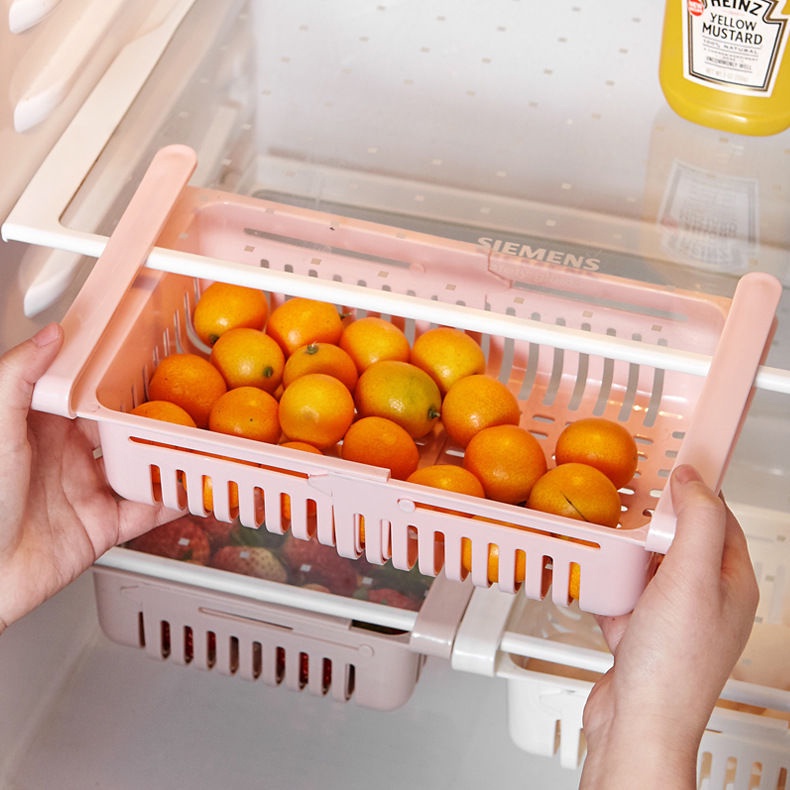 Rổ nhựa tủ lạnh GADO chất liệu nhựa cứng có thể kéo dài đựng đồ ăn rau củ