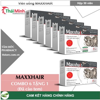 [COMBO 7 HỘP] MAXXHAIR 30 viên (Đã cào tem) Giảm rụng kích thích mọc tóc, biotin [maxhair]