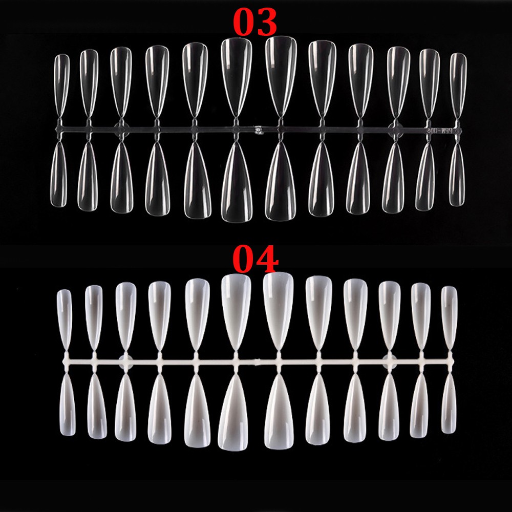 Bộ 120 Móng Tay Giả Bằng Acrylic Trong Suốt Màu Sắc Tự Nhiên