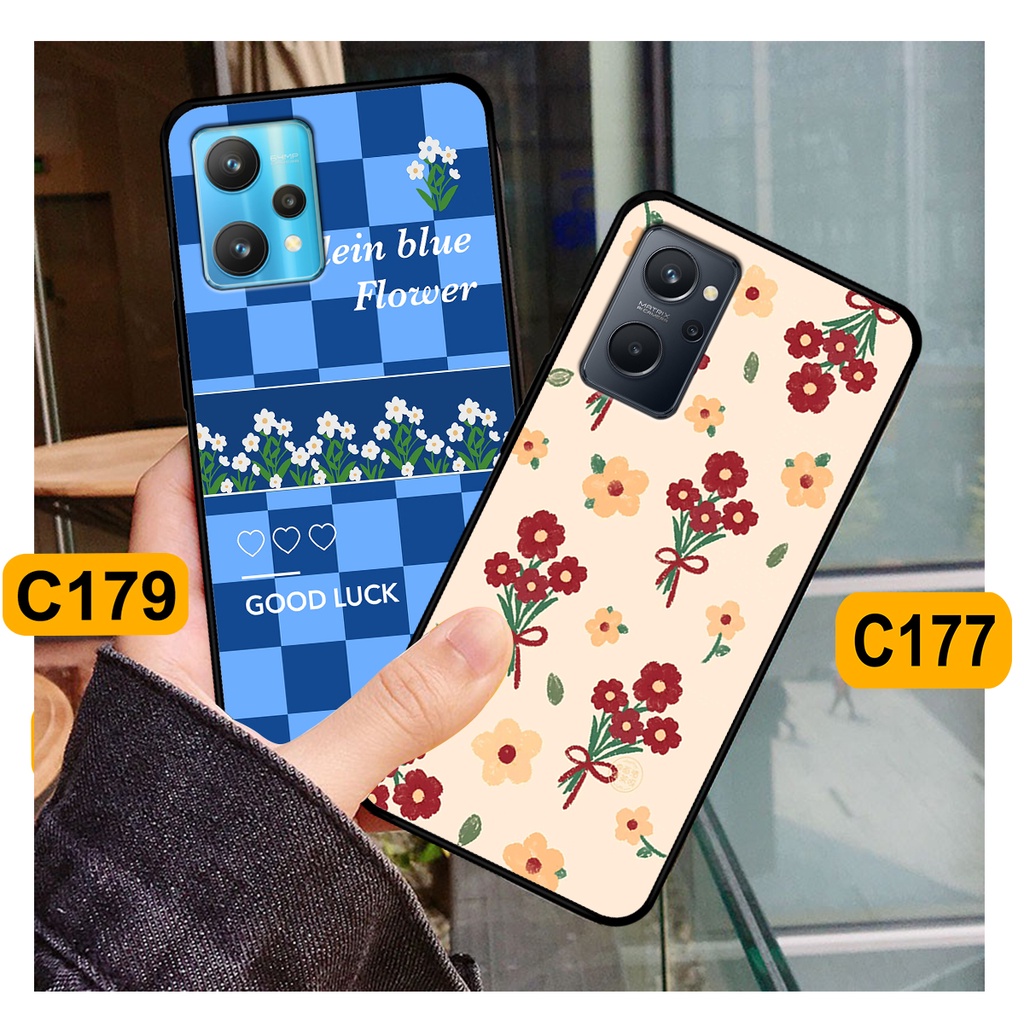 Ốp Realme 9i in hình hoa cỏ nhẹ nhàng,họa tiết caro xinh xắn.ốp lưng chống sốc