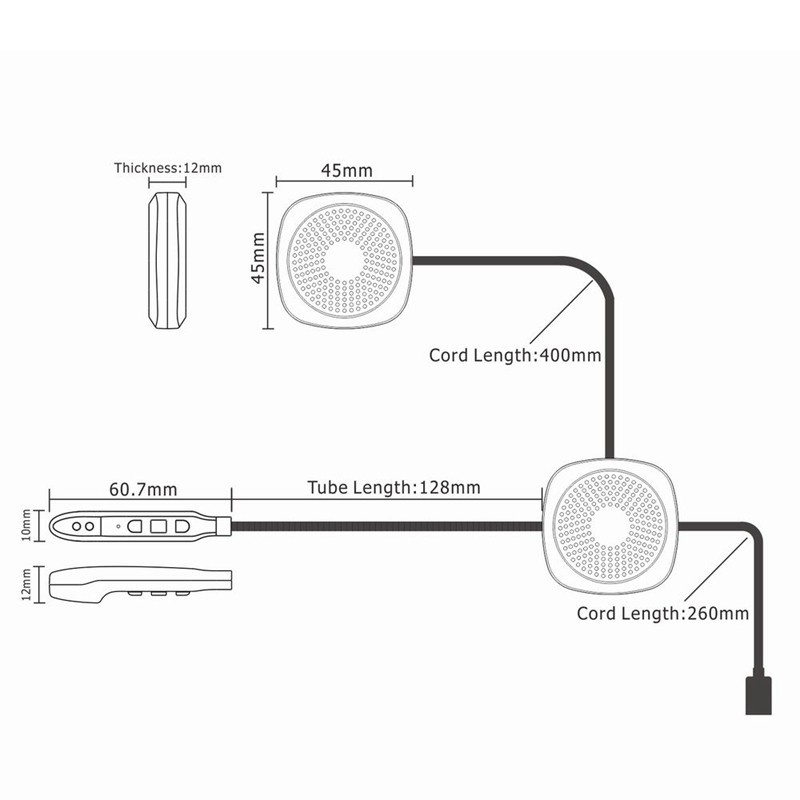 Tai Nghe Bluetooth V5.0 Gắn Mũ Bảo Hiểm T2 Chống Nước Chống Nhiễu