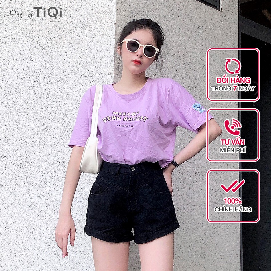 Short kaki nữ màu đen, quần bò kaki nữ cao cấp TiQi S1-461
