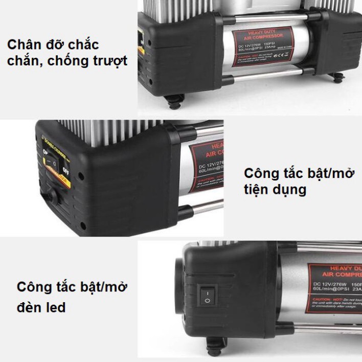 Sản Phẩm Bộ máy bơm lốp ô tô kèm phụ kiệm ứng cứu, sửa chữa HD-506 (bảo hành 12 tháng) .