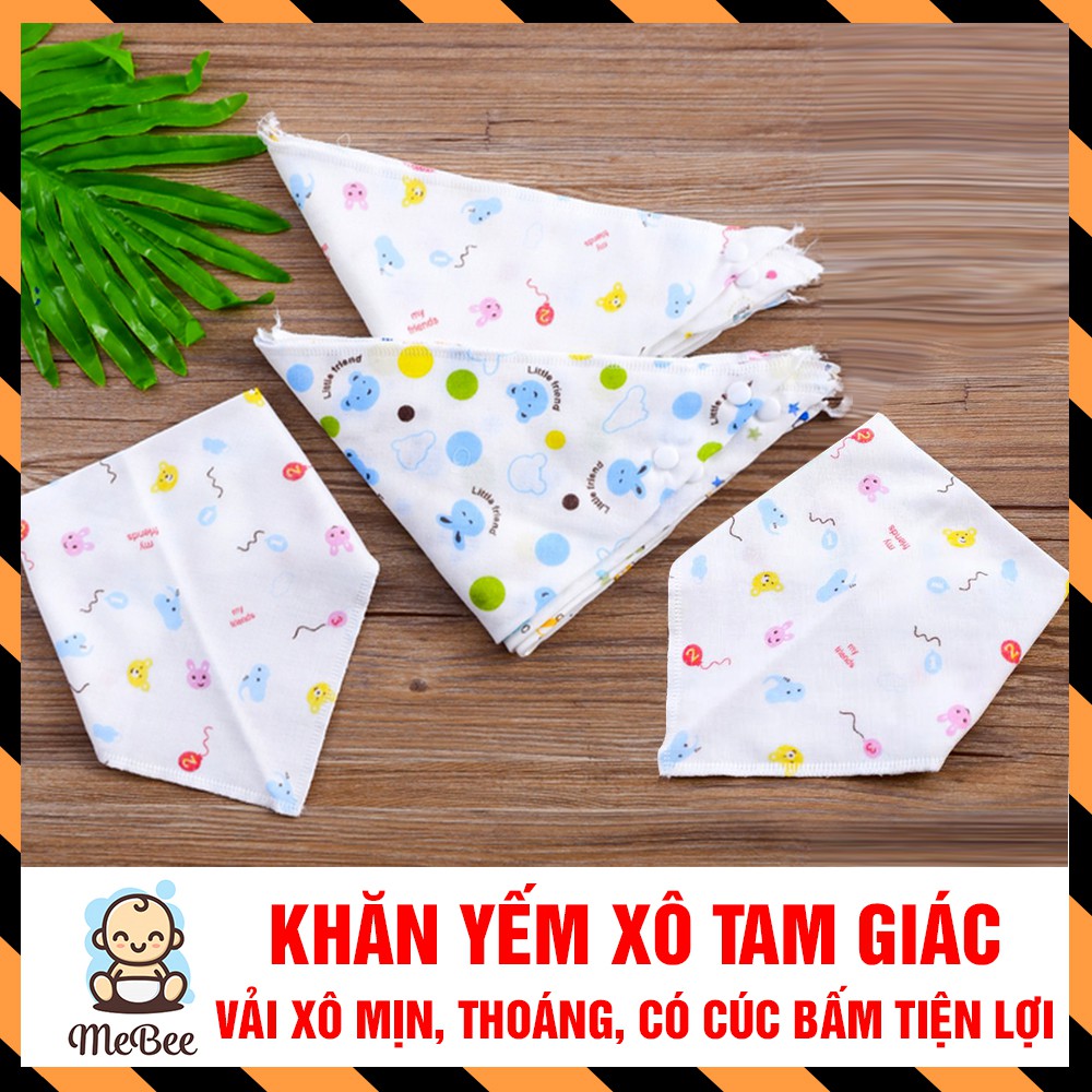 Khăn yếm xô tam giác có cúc bấm tiện lợi cho bé