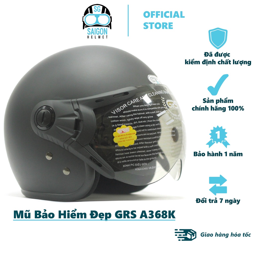 Nón bảo hiểm chính hãng GRS A368K – kèm kính