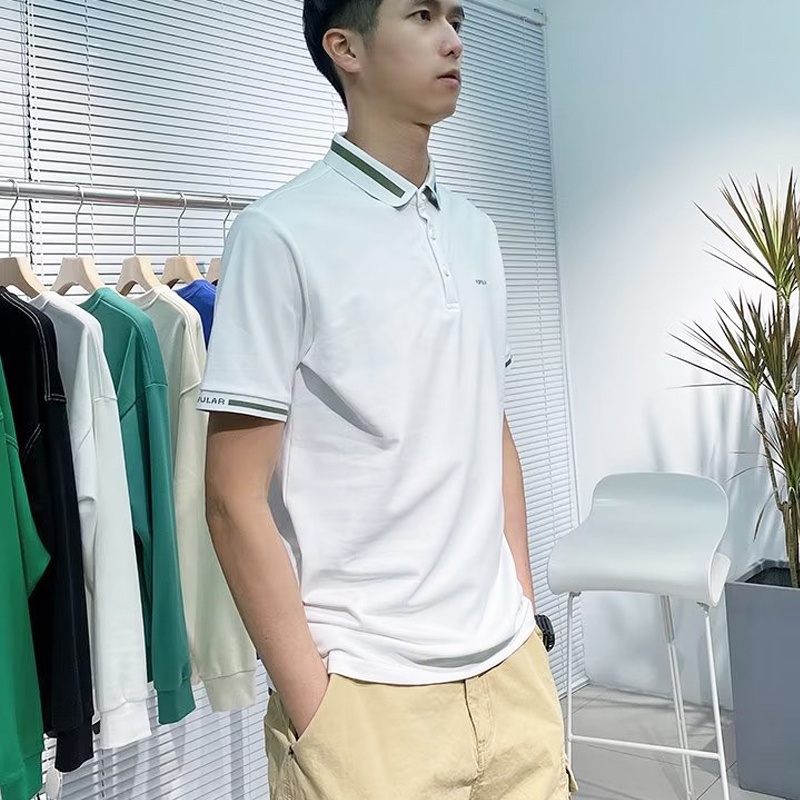 Áo polo Tay Ngắn Màu Sắc Đơn Giản Phong Cách Hàn Quốc Thời Trang Mùa Hè Cho Nam