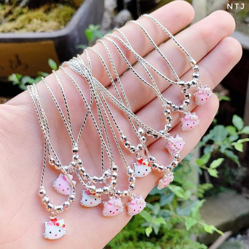 (Kèm ảnh feedback của KH)VÒNG CỔ HELLO KITTY BẠC NGUYÊN CHẤT CHO BÉ GÁI
