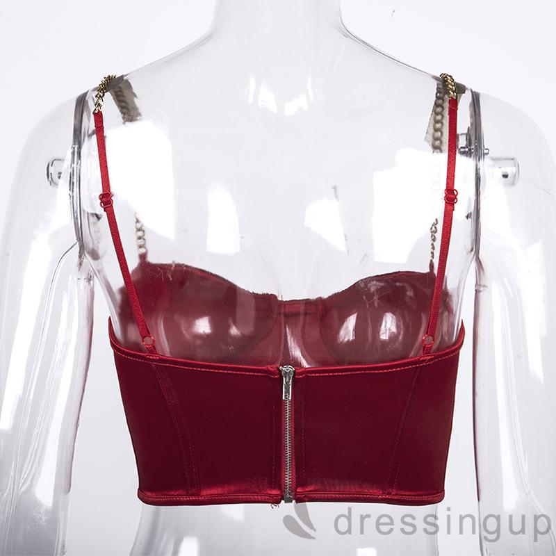 Áo Hai Dây Phối Dây Xích Màu Trơn Cá Tính Cho Nữ