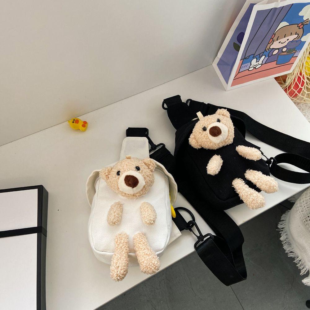 Túi Vải Đeo Chéo Ngực Cỡ Lớn Hình Gấu Bông REBUY1 Dành Cho Học Sinh Đựng Điện Thoại Chìa Khóa